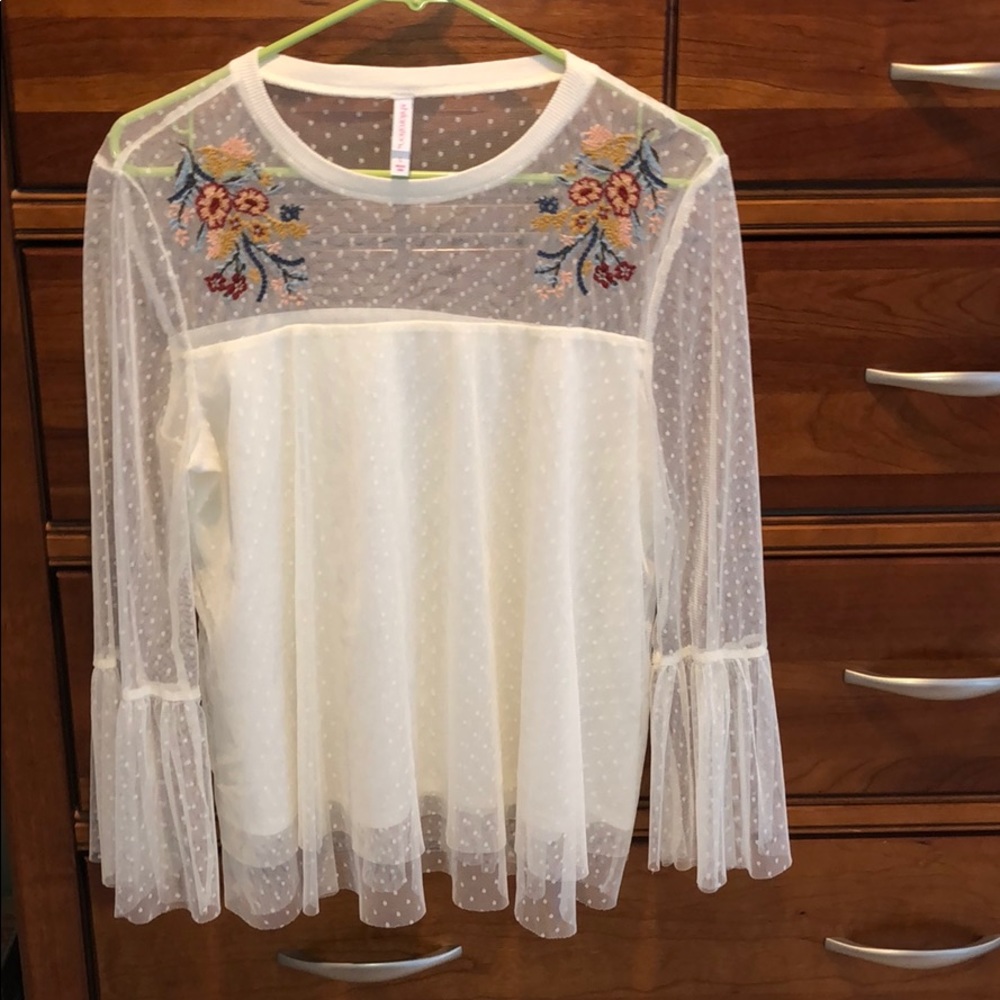 Lace/Mesh Floral Top